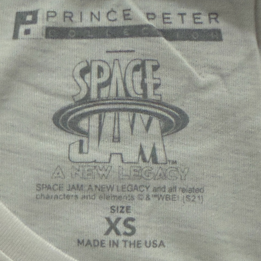 Prince Peter Space Jam Lola Bunny Graphic Tee XS White Made USA NWT Cotton - Picture 8 of 12